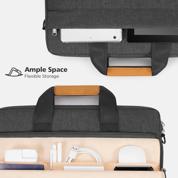 Lightweight unisex laptop bag with shoulder strap, 360° protection & water-resistance.