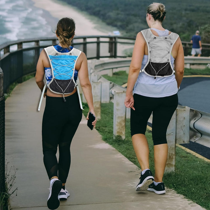 Performance unisex running vest: ultra-light hydration gear with 2L water bladder for outdoor sports.