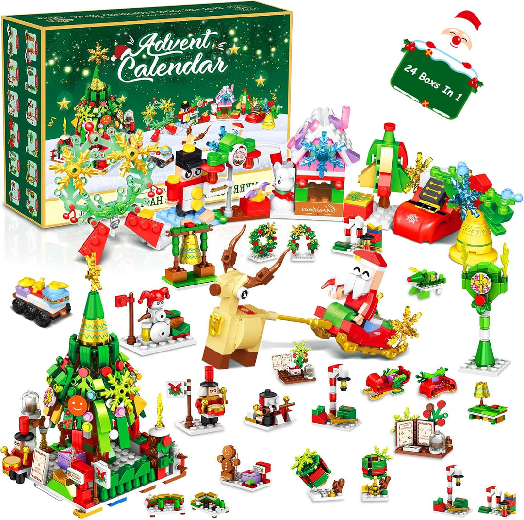 Open daily surprises from the Kids' Building Bricks Advent Calendar, a fun holiday countdown toy.
