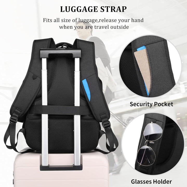 Dark grey unisex water-resistant travel backpack with USB port & smart storage for any journey.