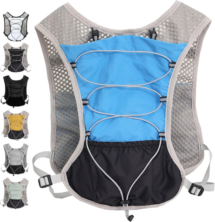Lightweight performance running vest, 2L water bladder included, ideal for trail and marathon.