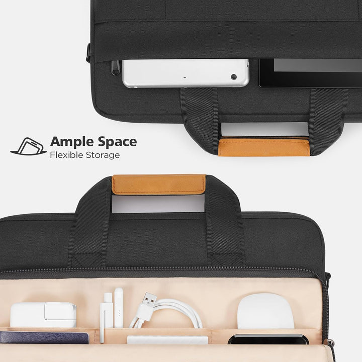 Commuter-friendly water-resistant laptop bag with 360° protective shoulder strap.