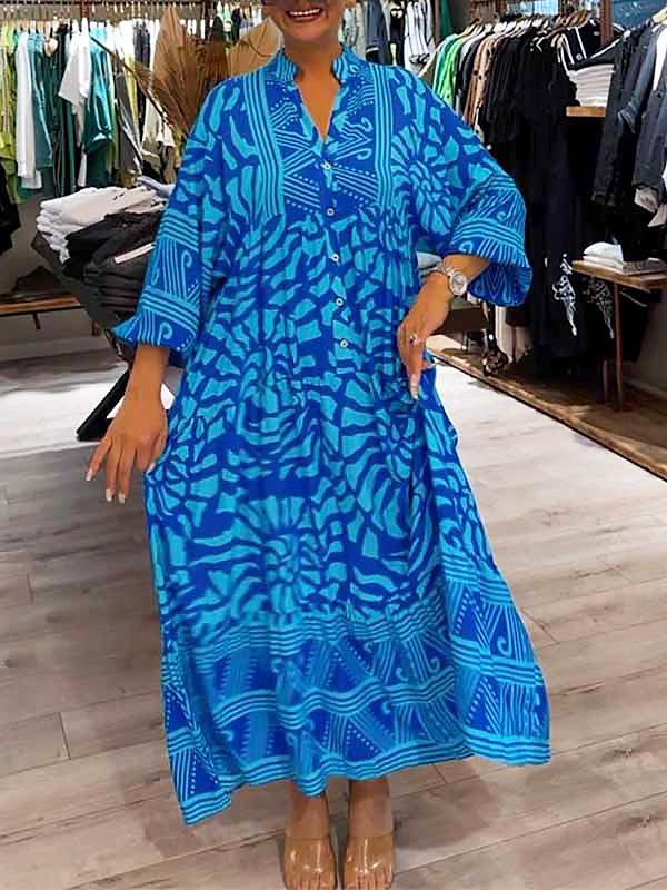 Amira Women's V-neck Printed Loose Dress