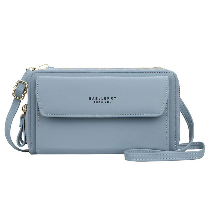 Fashionable women's small bag, a sleek crossbody phone wallet that doubles as a stylish clutch accessory.