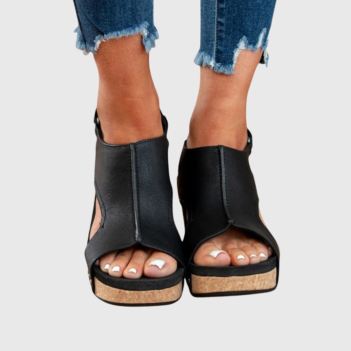 Adjustable women's open toe comfort shoes with orthopedic support, great for walking and all-day wear.