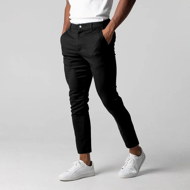 Olive stretch chinos, perfect men's bottoms for a relaxed yet stylish look.