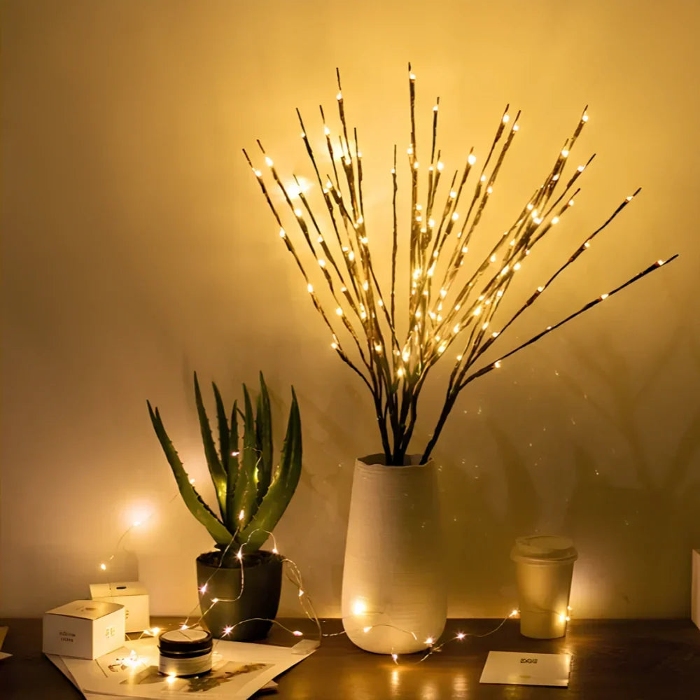 Warm white LED flower branches, a charming & elegant addition to any home decor style.