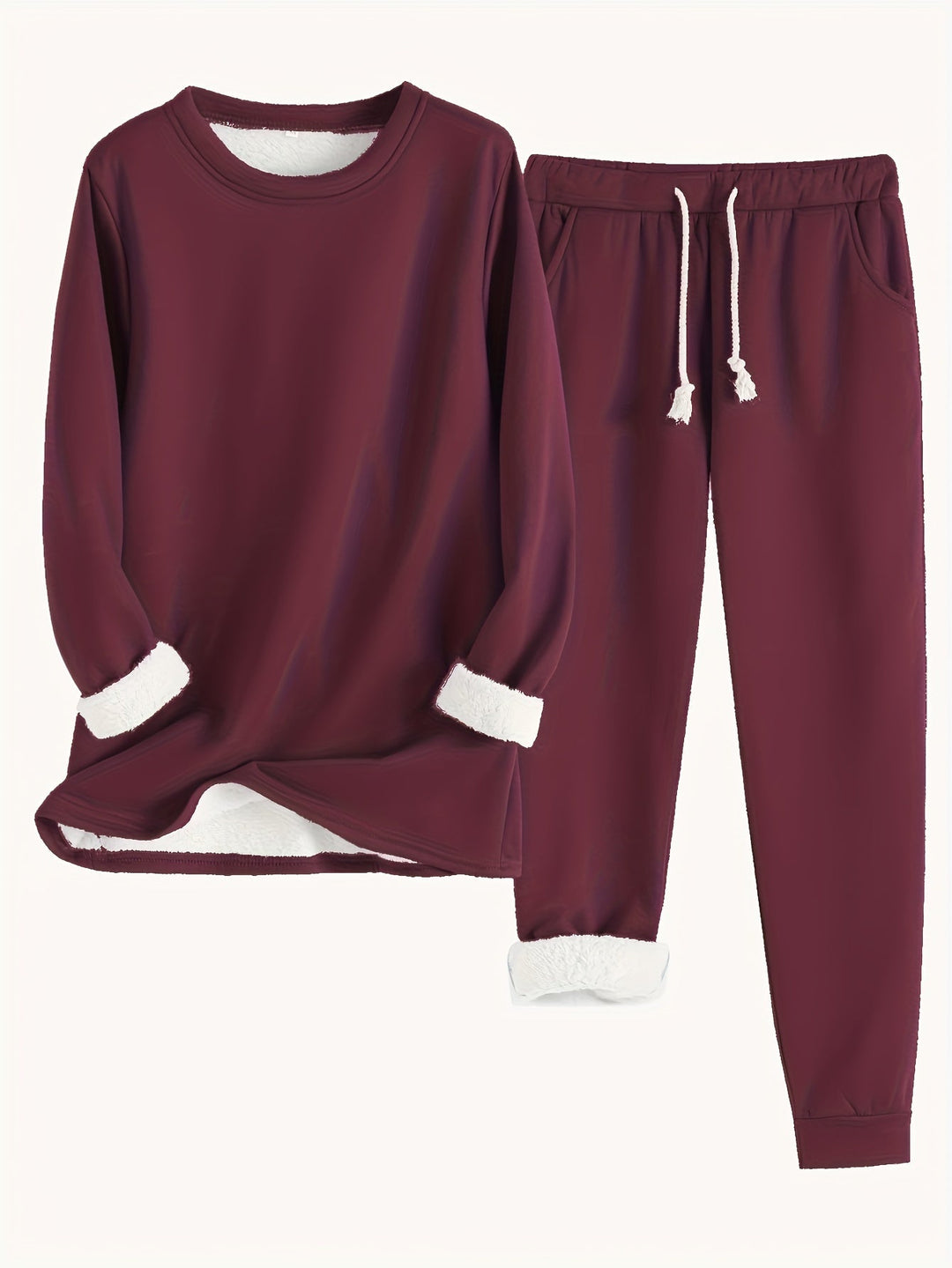 Comfortable women's matching lounge set, ideal for cozy evenings and casual athleisure style.