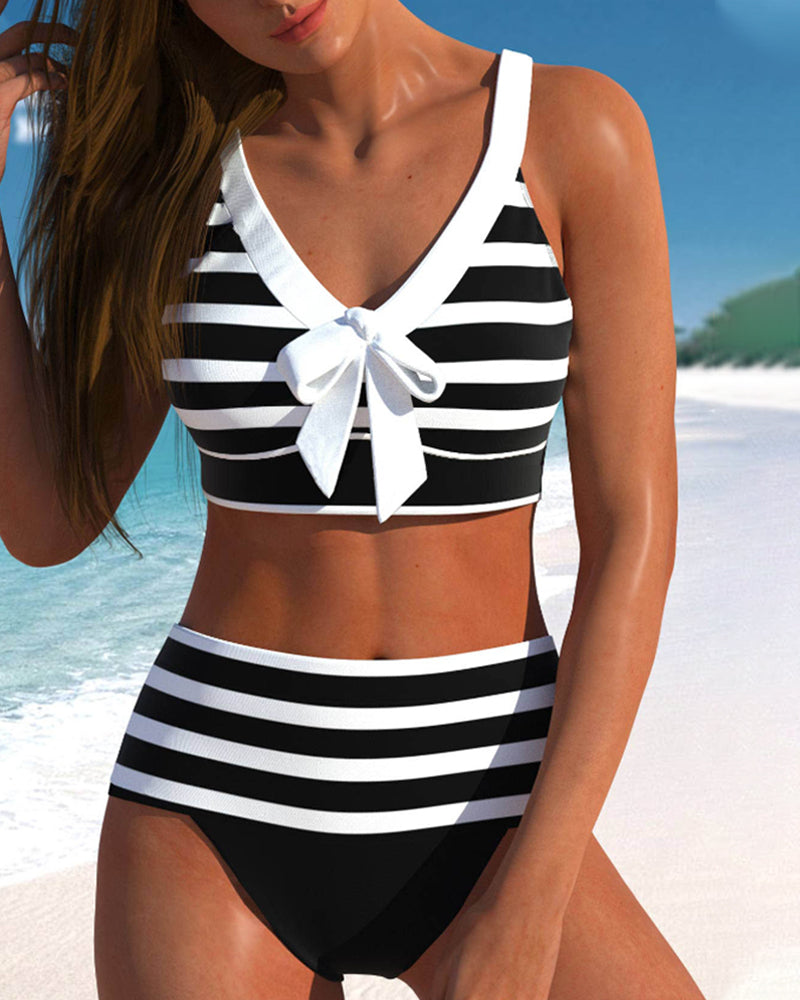 Women's Striped High-Waisted Bikini