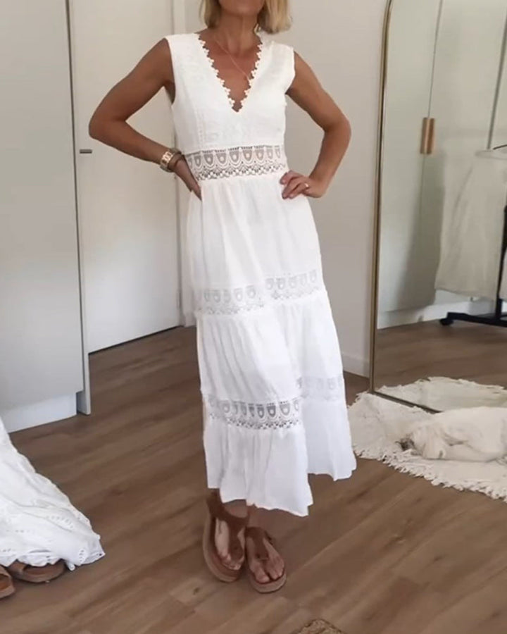 Aurélie™ | Elegant Lace V-Neck Dress