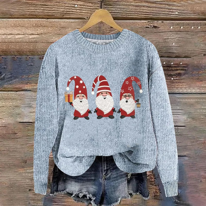 Front view of a fun Unisex Cozy Santa Christmas Sweater, great for holiday parties & family photos.