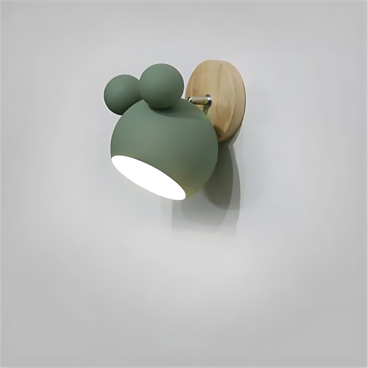 Energy-efficient LED Mickey Mouse wall light, providing soft illumination for children's bedrooms & nurseries.