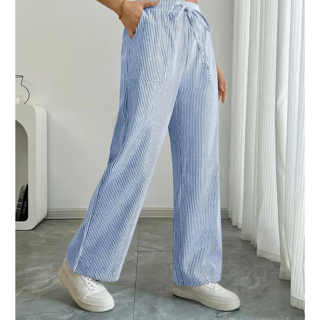 Women's Striped Wide-Leg Pants