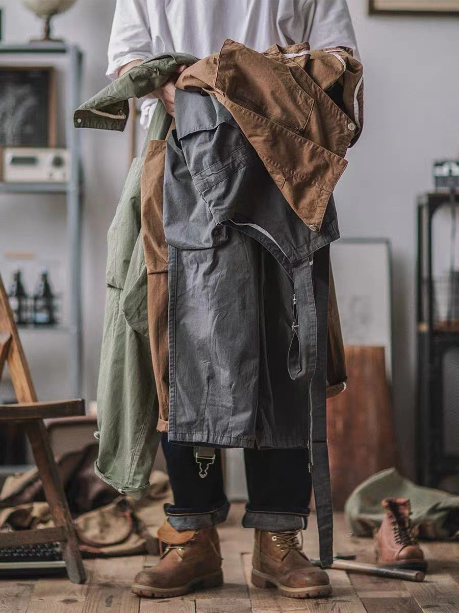 Men's cotton blend workwear overalls, combining durability with modern men's fashion.