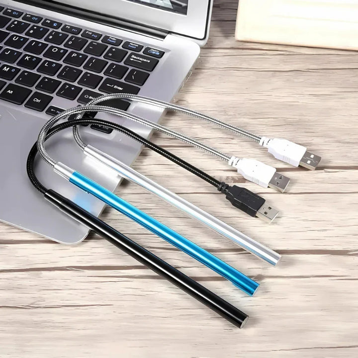 Flexible USB LED desk light, perfect for keyboard illumination, reading, and workstation tasks.
