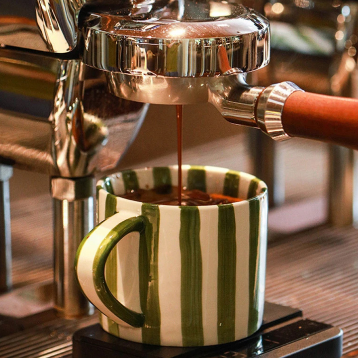 Decorative hand-painted ceramic coffee cup set, 6.8 oz, with a charming retro chic design.