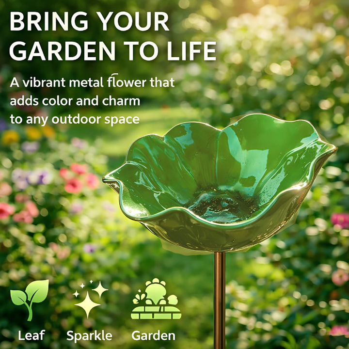Nature lover gift: Spring garden floral metal bird feeder, charming wildlife attraction & outdoor decor.