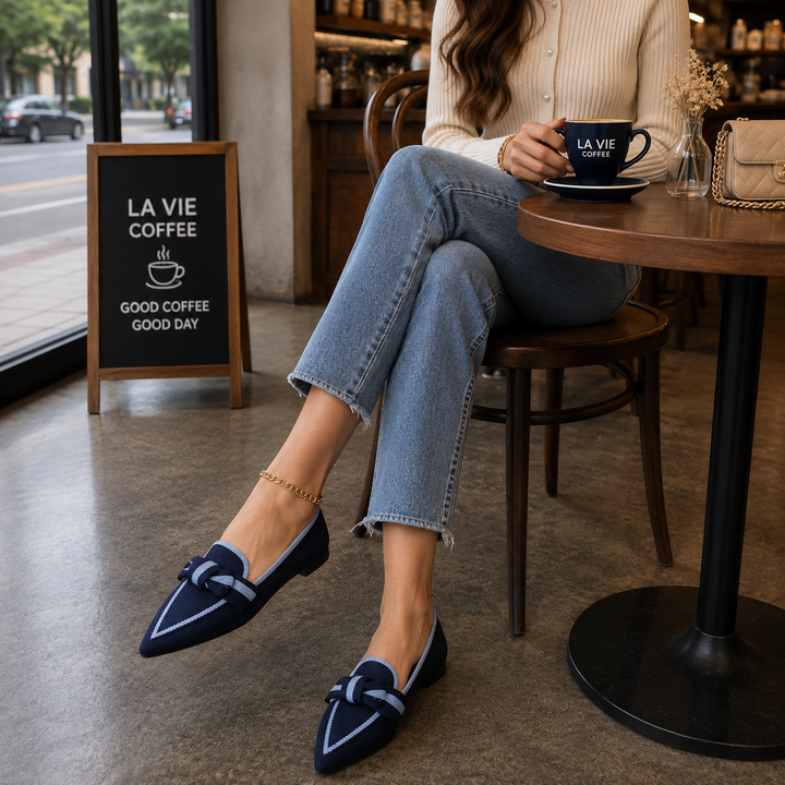 Cushioned women's supportive footwear, a slip-on loafer for all-day relief.