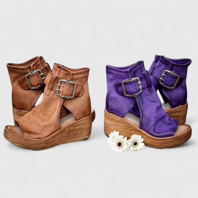 Supportive women's wedge sandals with orthopedic arch support ensuring maximum comfort.