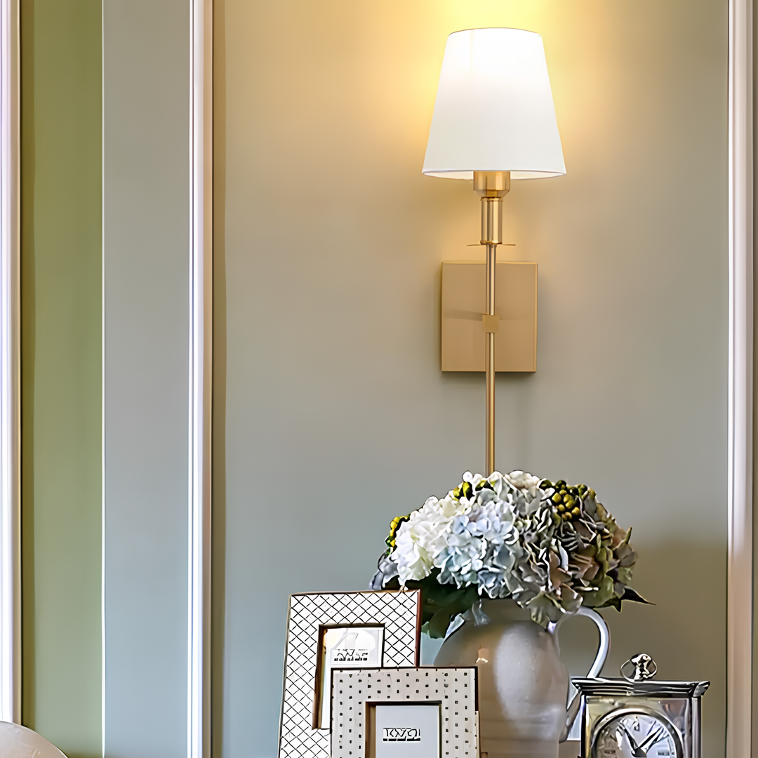 Modern elegant wall light by Nvroome, cordless LED, remote-controlled 16-color ambient lighting.
