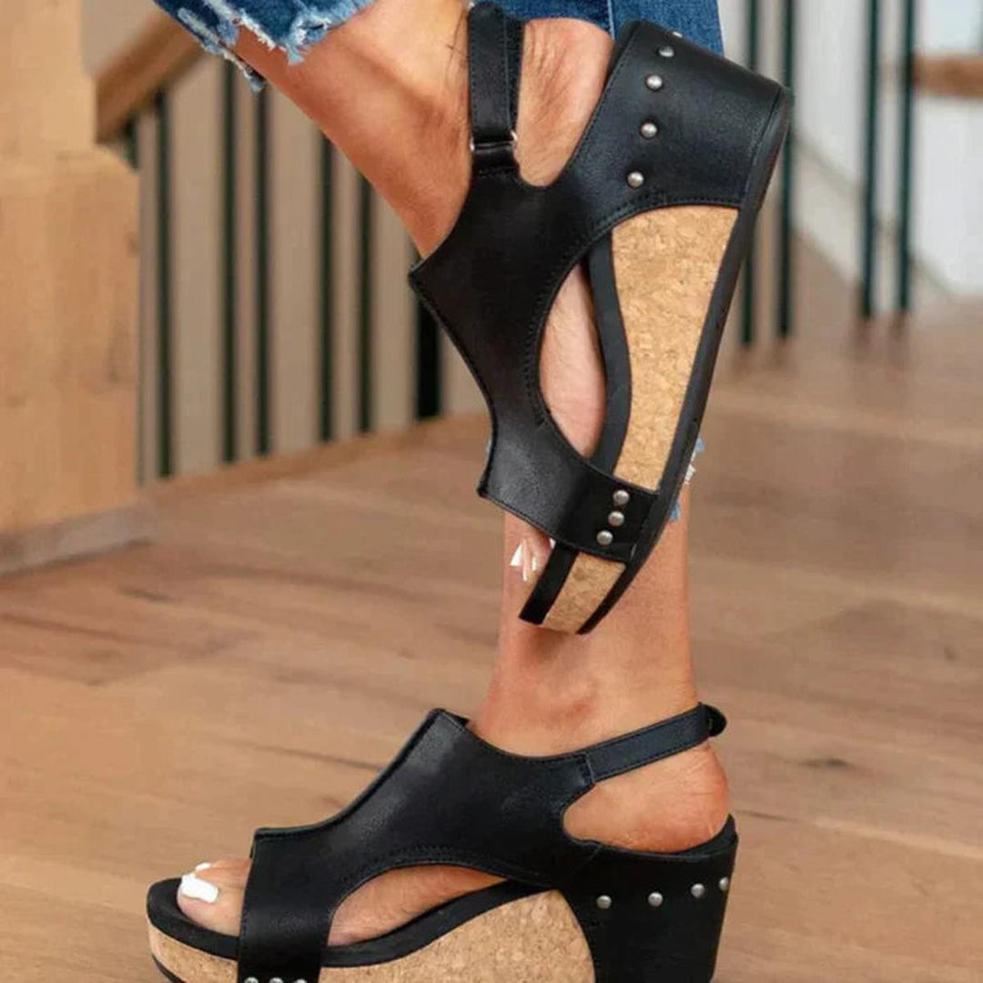 Summer-ready open-toe wedge sandals for women. Enjoy effortless comfort with these chic, casual slip-ons.