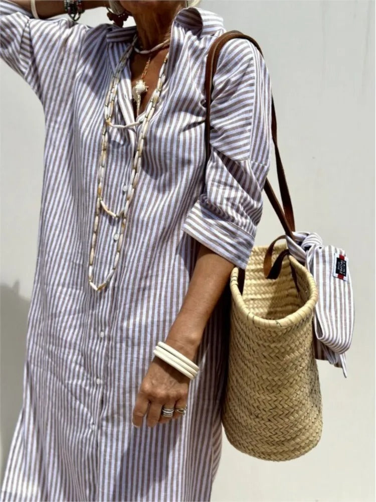 Women's Lightweight Striped Midi Dress