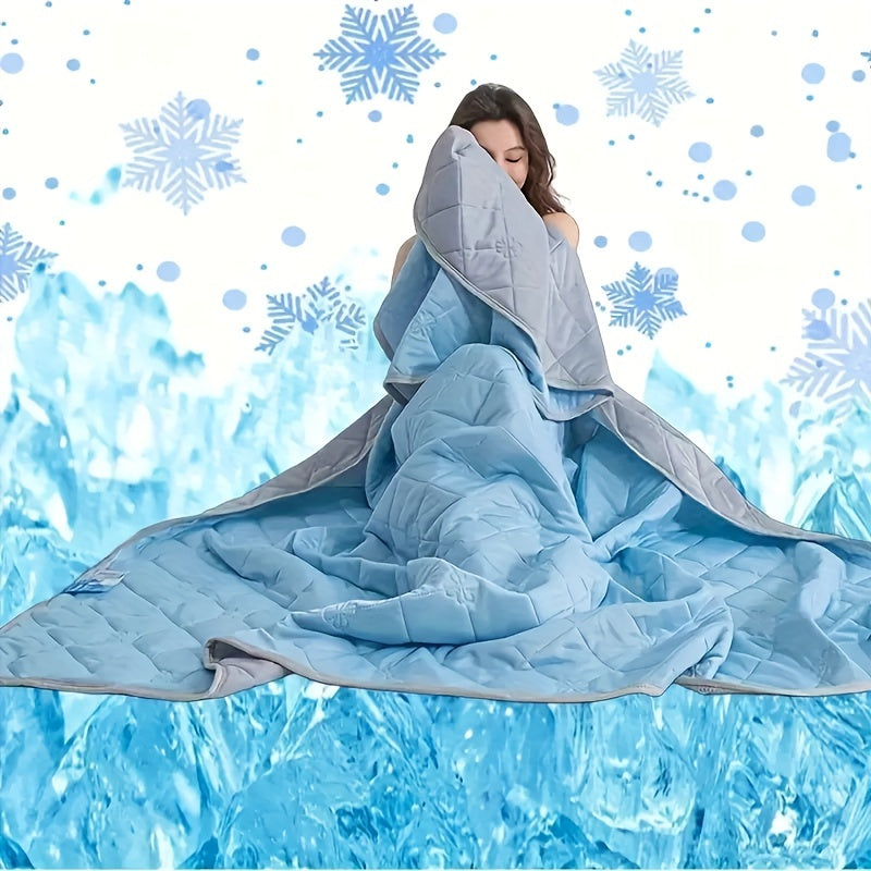 Soft satin reversible cooling blanket for summer. Breathable, comfortable bedding & stylish home decor.