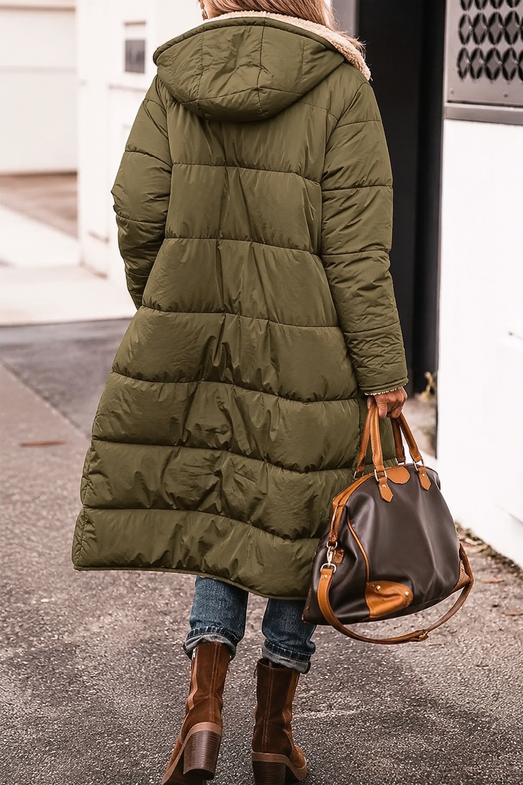 Stylish women's reversible outerwear, providing ultimate warmth for cold weather days.