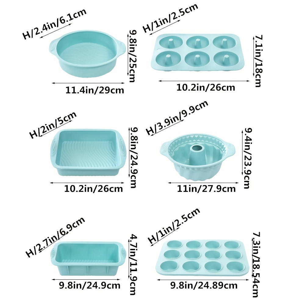 Non-stick silicone doughnut mold from the complete baking set, flexible and easy to clean for delicious treats.