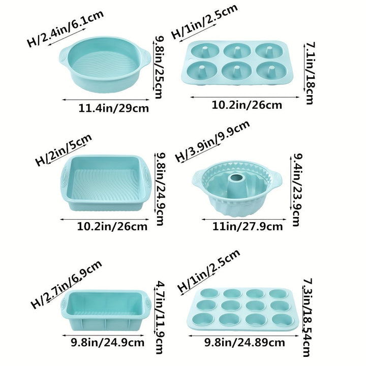 Non-stick silicone doughnut mold from the complete baking set, flexible and easy to clean for delicious treats.