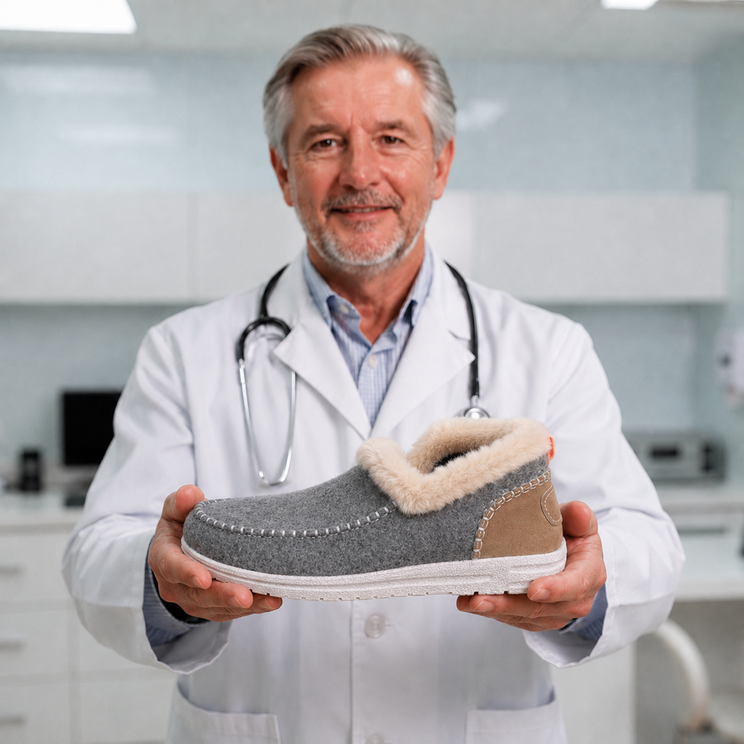 Pair of women's supportive indoor slippers, perfect for comfort & relaxation at home.