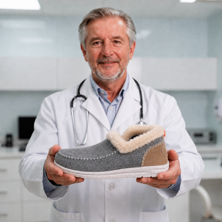 Pair of women's supportive indoor slippers, perfect for comfort & relaxation at home.