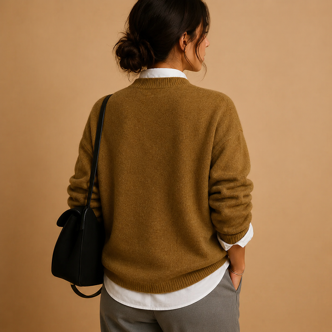 Women's classic elegant knit pullover sweater, a versatile long-sleeve top for comfort & style.