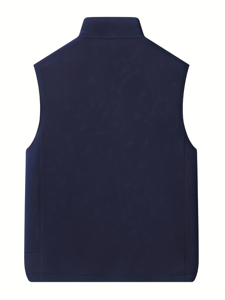 Comfortable men's winter puffer vest with soft fleece lining. Practical outerwear for warmth without bulk.
