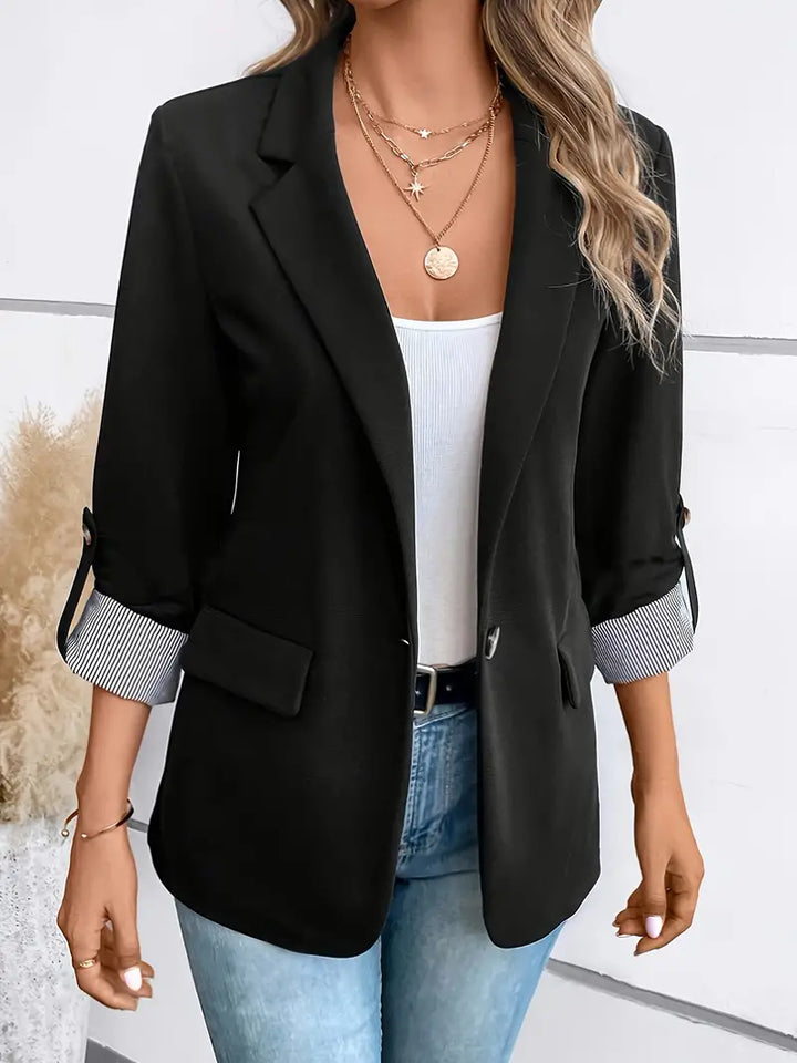 Women's professional blazer, a sleek tailored jacket for business attire & modern office fashion style.