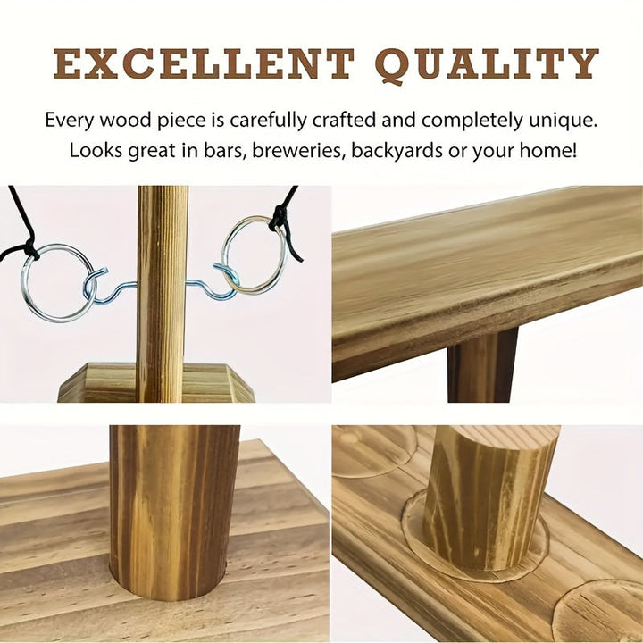 Classic wooden ring toss game, a fun and engaging skill activity for parties and family activities.