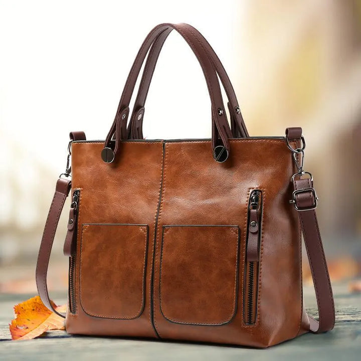 Elegant women's genuine leather shoulder bag, versatile for everyday use or a chic fashion accessory.