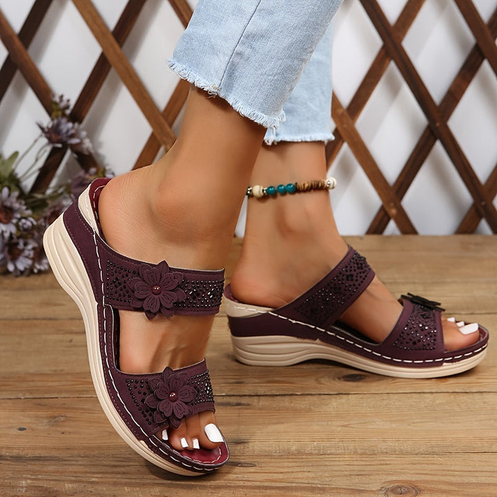 Women's Floral Wedge Slides