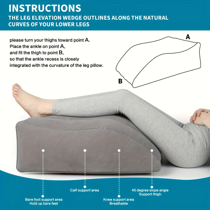 Ergonomic inflatable leg support pillow for enhanced circulation, comfort & posture while resting.
