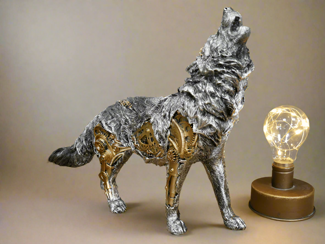 Collectible steampunk badger sculpture, unique gift for industrial art enthusiasts, stylish home accent.
