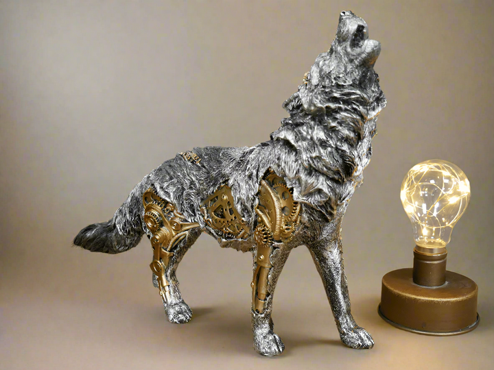 Collectible steampunk badger sculpture, unique gift for industrial art enthusiasts, stylish home accent.