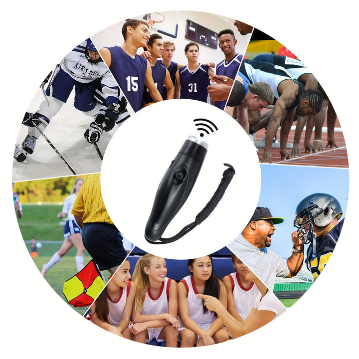Multifunctional electronic whistle, a versatile signal device for coaches & referees, with three sound modes.