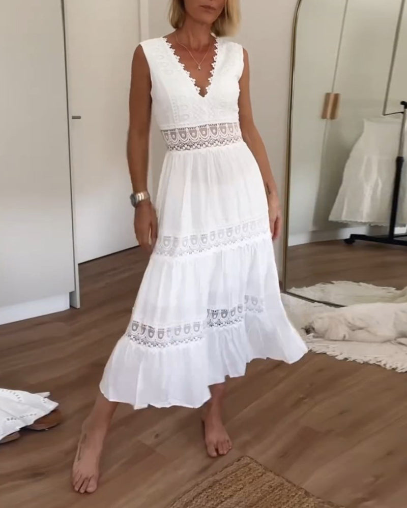Aurélie™ | Elegant Lace V-Neck Dress