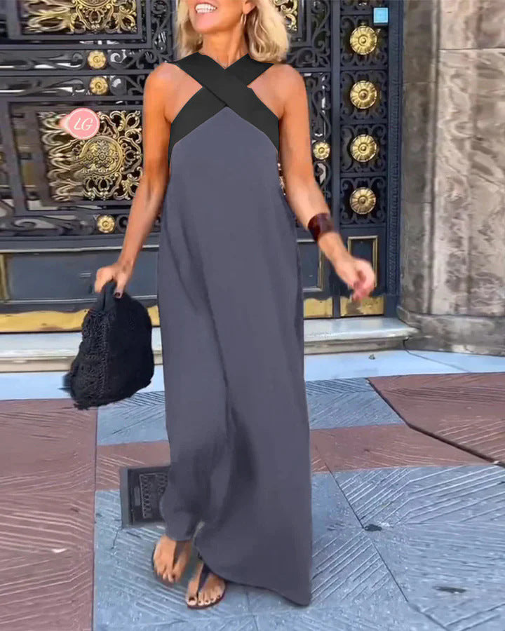 Women's Cross-Neck Maxi Dress