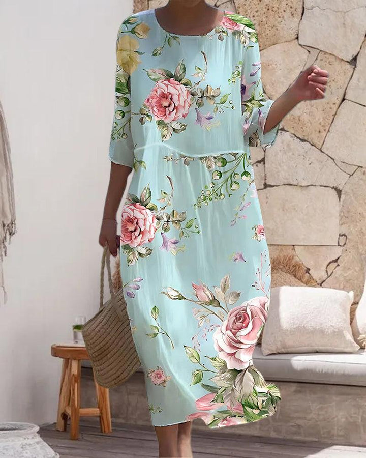 Flattering women's floral party dress with built-in tummy control for a smooth silhouette.