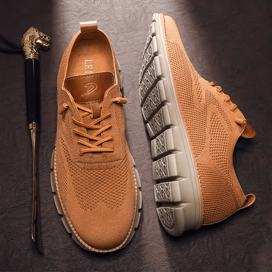 Breathable men's orthopedic sneakers with shock-absorbing cushioning for walking.