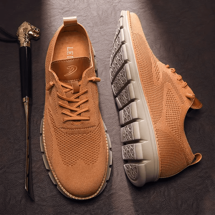 Breathable men's orthopedic sneakers with shock-absorbing cushioning for walking.