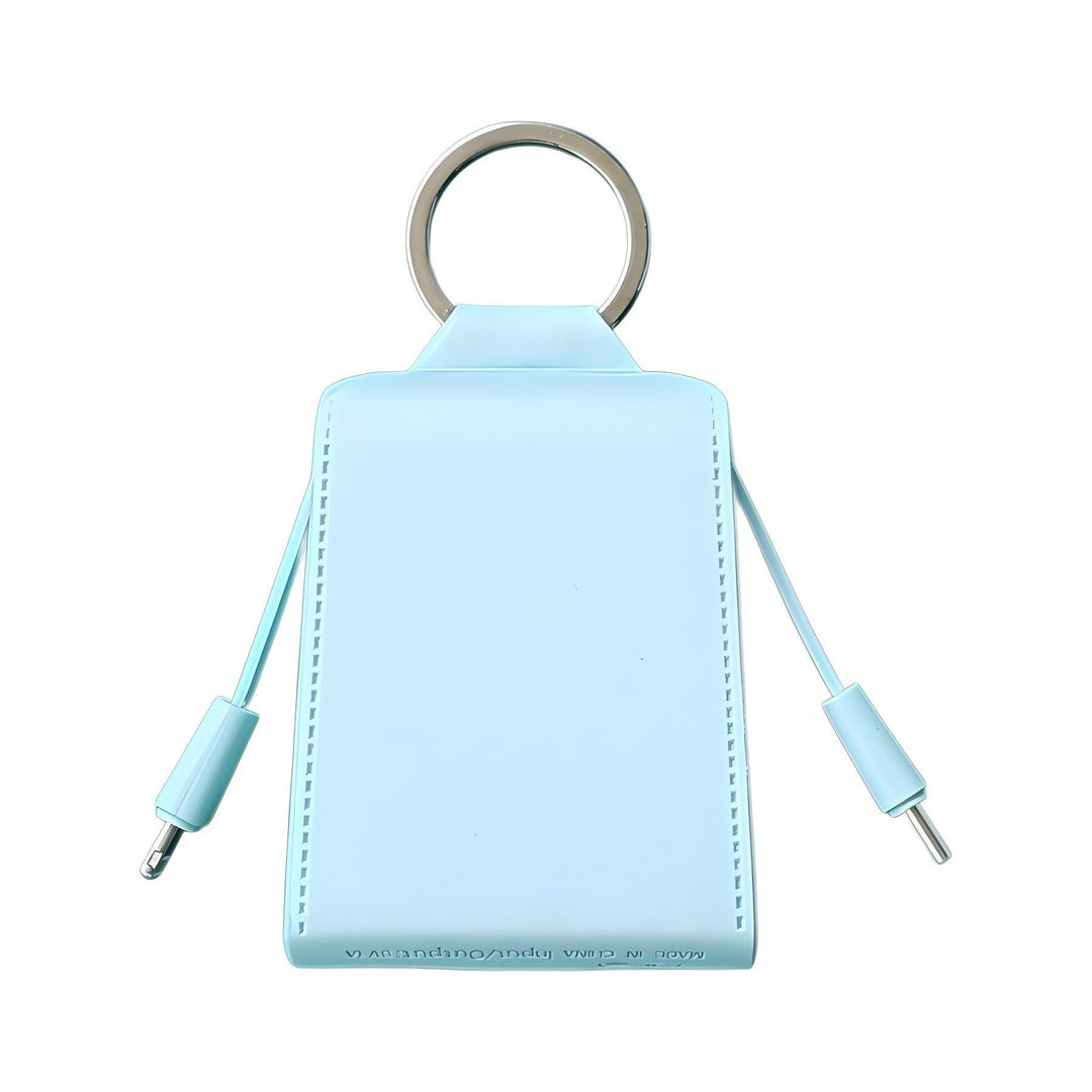 Sleek CJ26 mini power bank gadget. Compact design, dual-cable portable charger for all your mobile devices.