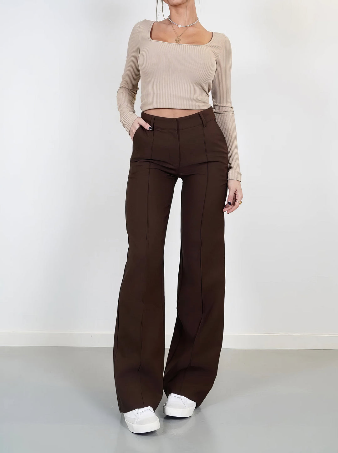 Women's versatile wide-leg trousers. Perfect for casual chic, office casual, and modern fashion.