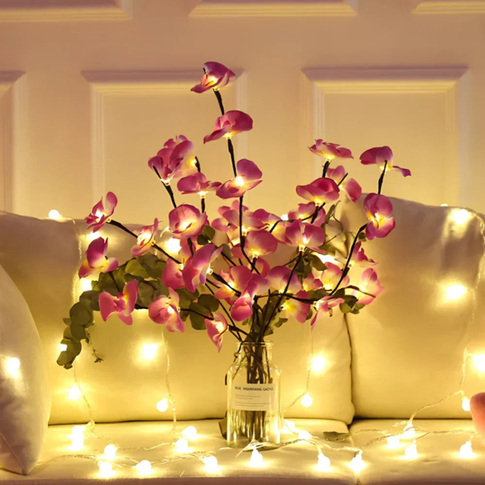 Nvroome LED flower branches in warm white, perfect for accentuating home interiors.